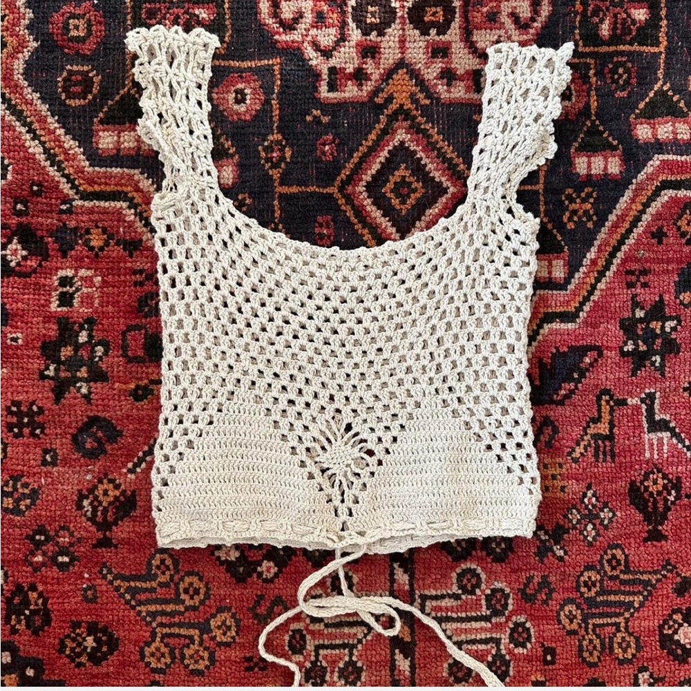 Doen Cream Crocheted Crop Top